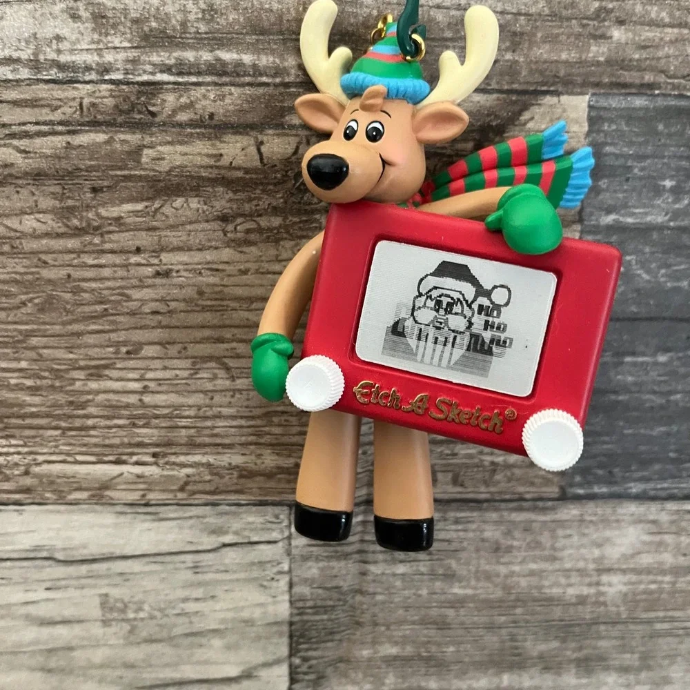 Carlton Cards Etch A Sketch Reindeer Ornament Sketching Santa 1999 CXOR-051A